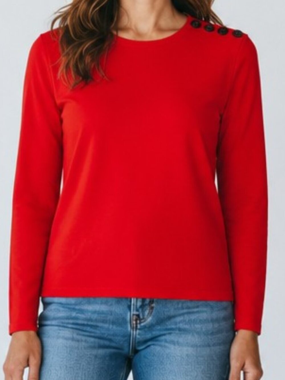 Anne Klein Silk Blend Long Sleeve Pullover Top